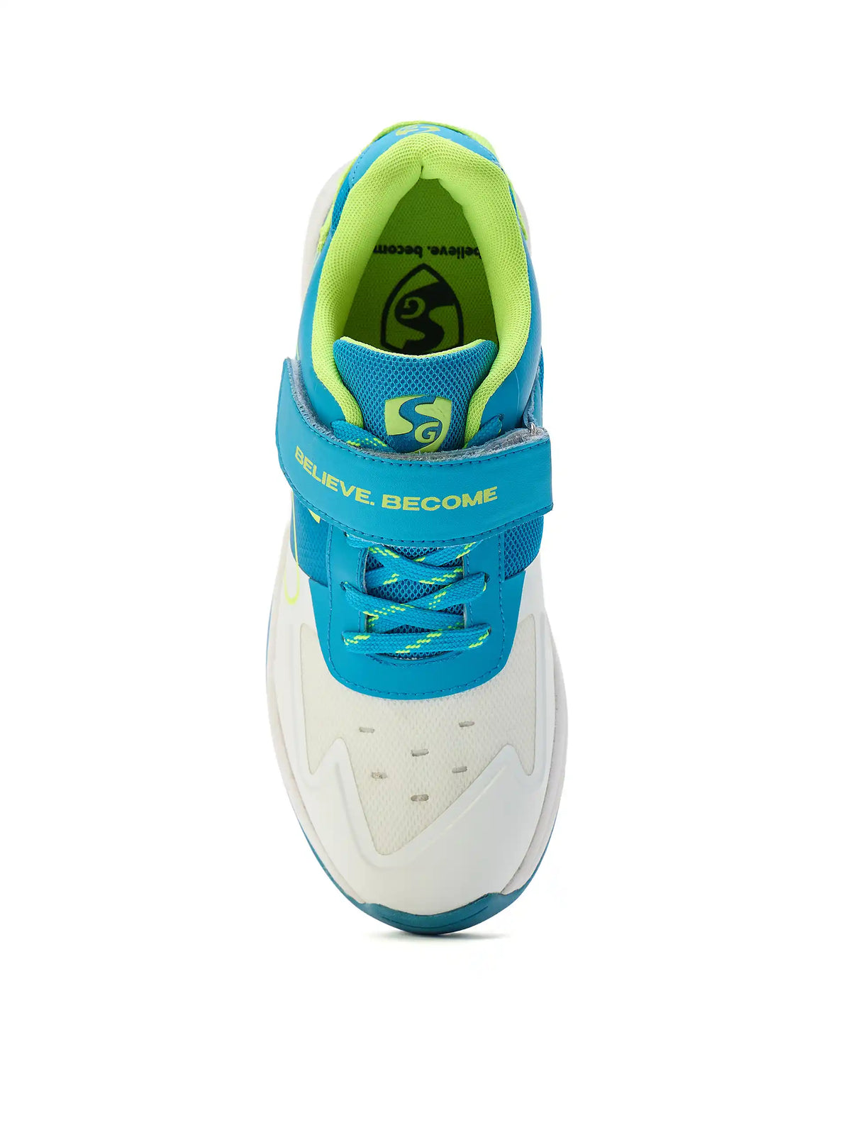 SG - Sierra Arc Spikes White/Blue/Lime Cricket Shoes