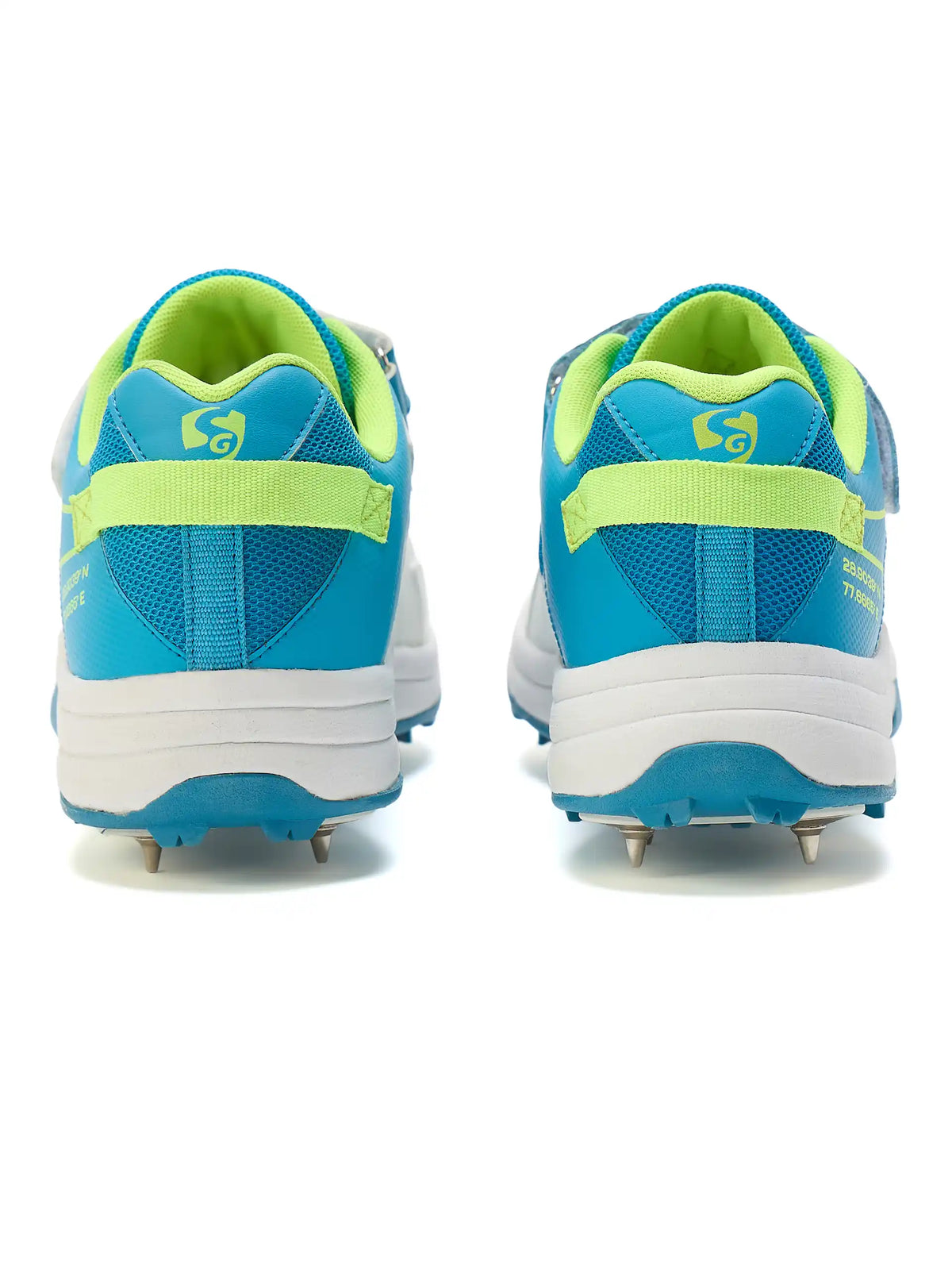 SG - Sierra Arc Spikes White/Blue/Lime Cricket Shoes