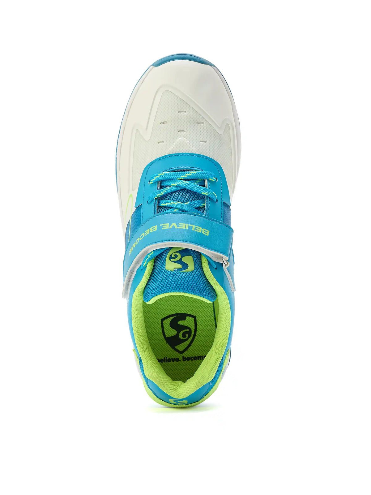SG - Sierra Arc Spikes White/Blue/Lime Cricket Shoes