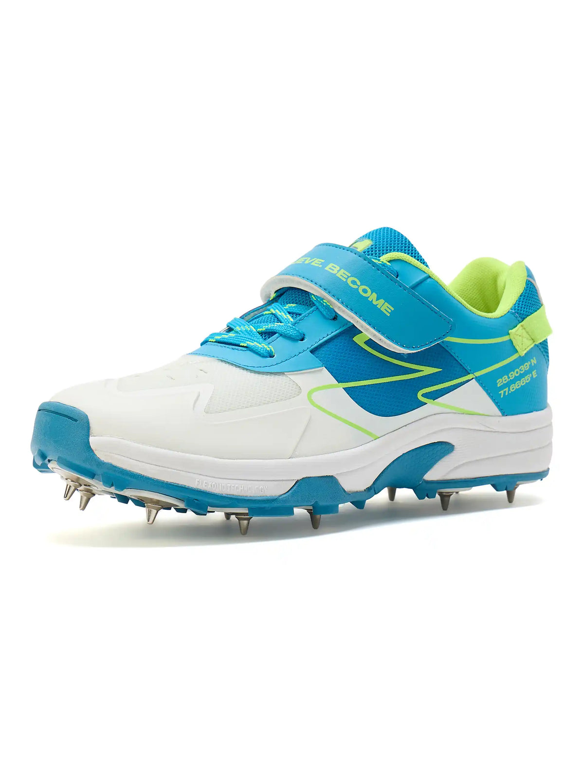 SG - Sierra Arc Spikes White/Blue/Lime Cricket Shoes