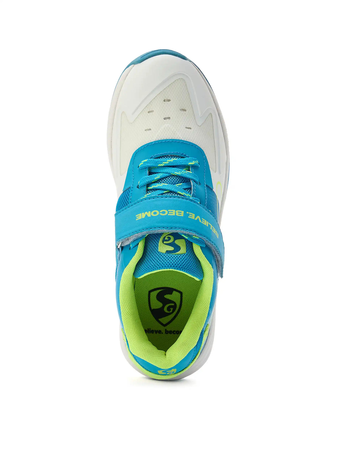 SG - Sierra Arc Spikes White/Blue/Lime Cricket Shoes