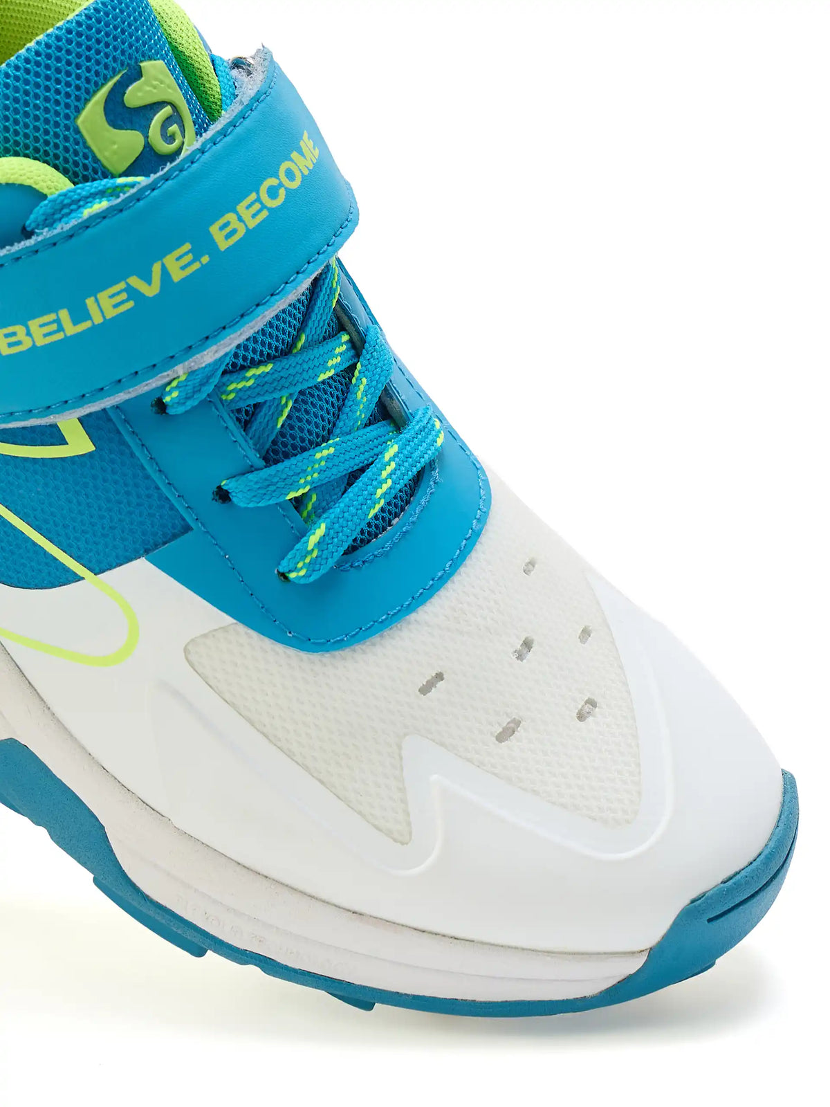 SG - Sierra Arc Spikes White/Blue/Lime Cricket Shoes