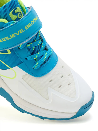SG - Sierra Arc Spikes White/Blue/Lime Cricket Shoes