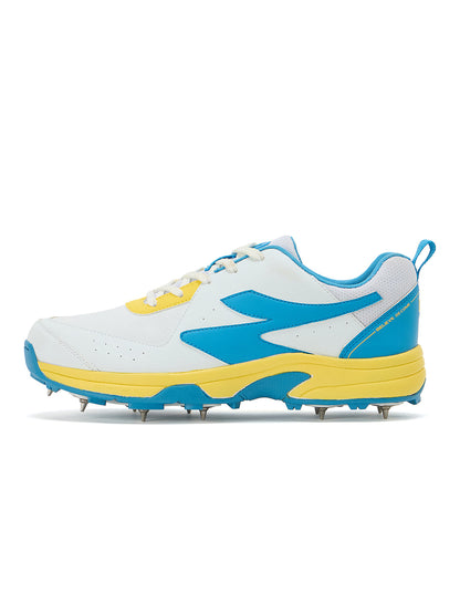 SG - Savage Max Spikes White/Yellow/Sky Blue Cricket Shoes