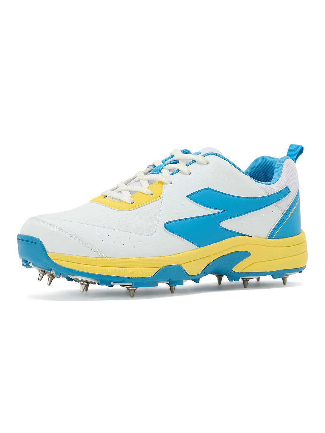 SG - Savage Max Spikes White/Yellow/Sky Blue Cricket Shoes