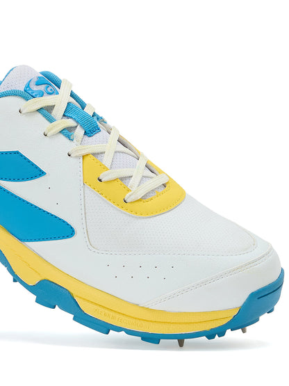 SG - Savage Max Spikes White/Yellow/Sky Blue Cricket Shoes