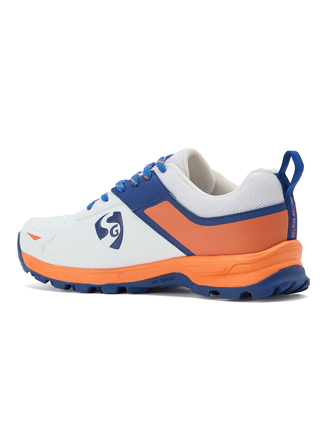 SG - Impact White/Orange Cricket Shoes