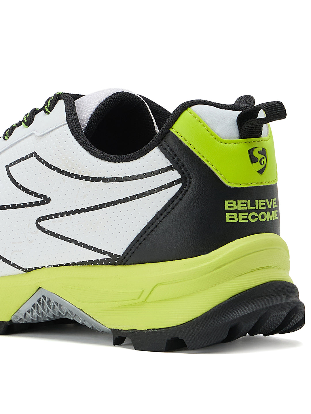 SG - Scorer Edge White/Volt Green Cricket Shoes