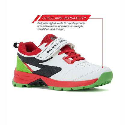 SG - Century Pace White/Red/Lime Green Cricket Shoes