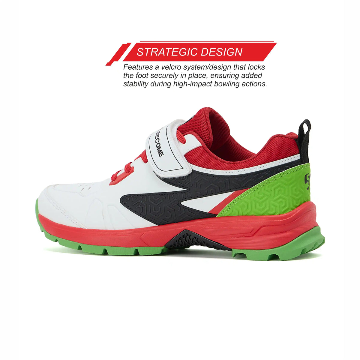 SG - Century Pace White/Red/Lime Green Cricket Shoes