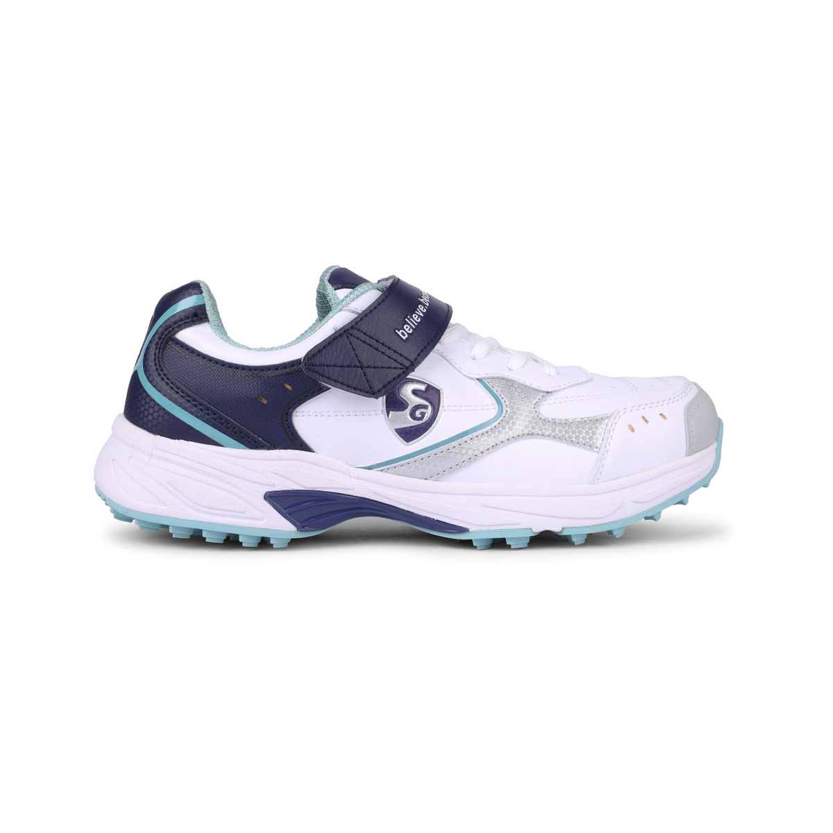 SG - Armour Stud White/Navy/Teal Cricket Shoes