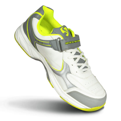 SG - Armour Spike White/Grey/Lime Cricket Shoes