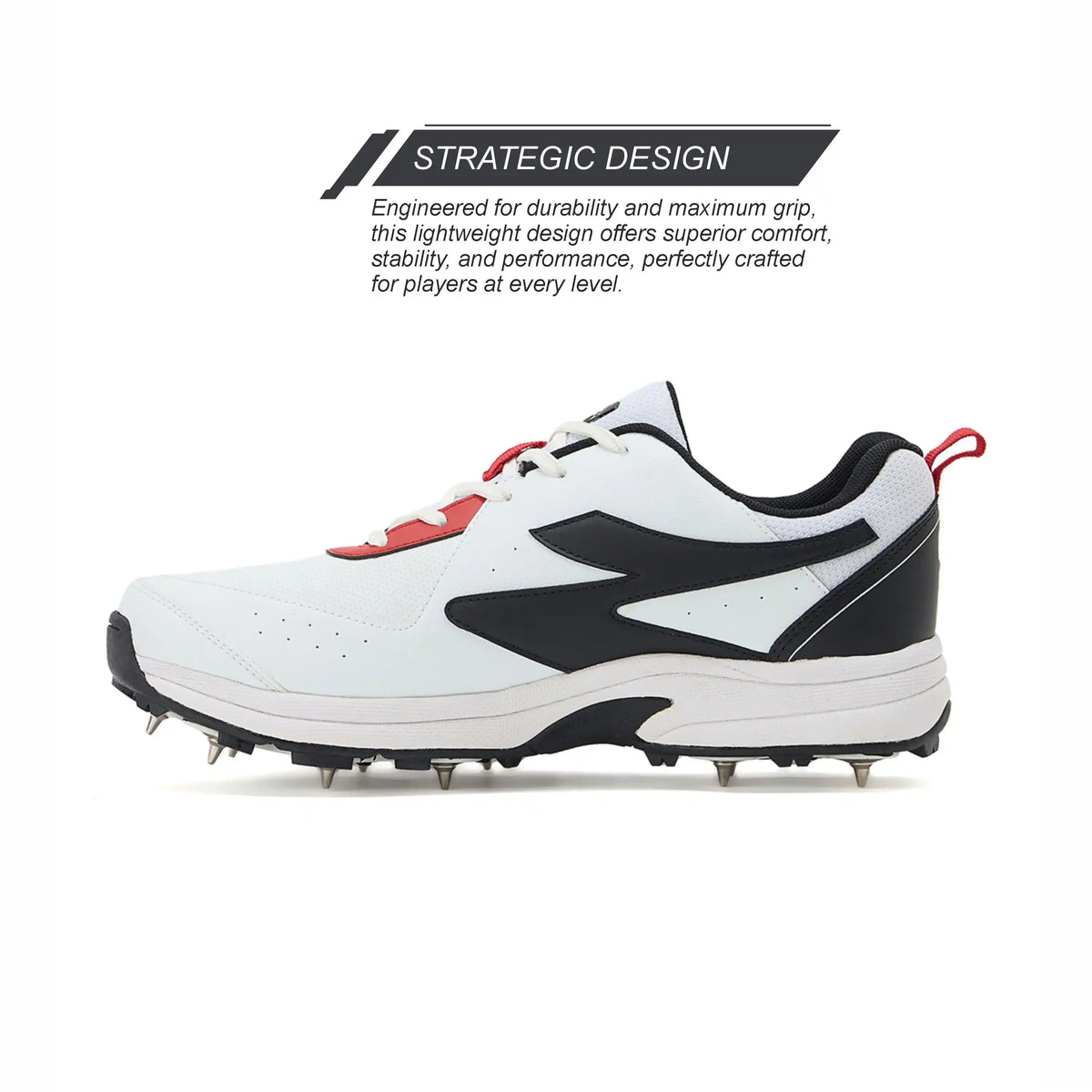 SG - Savage Max Spikes White/Black Cricket Shoes