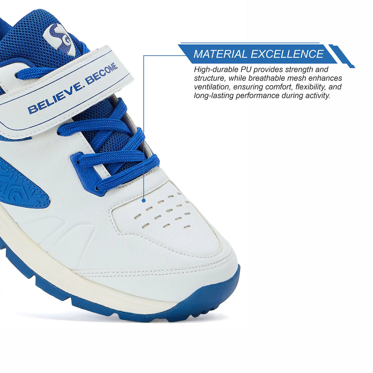 SG - Century Pace White/India Blue Cricket Shoes