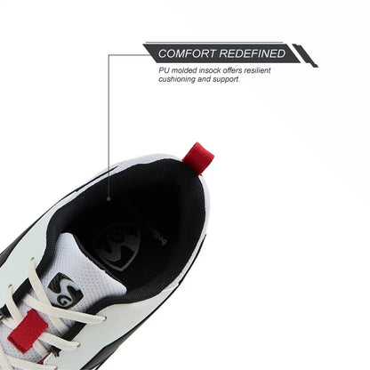 SG - Savage Max Spikes White/Black Cricket Shoes