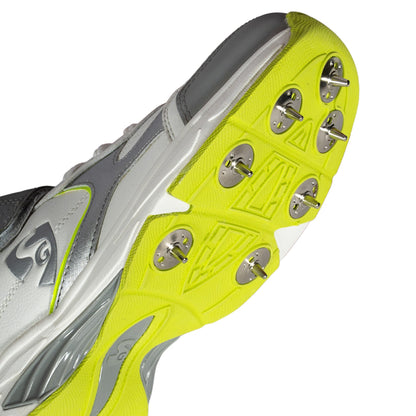 SG - Armour Spike White/Grey/Lime Cricket Shoes