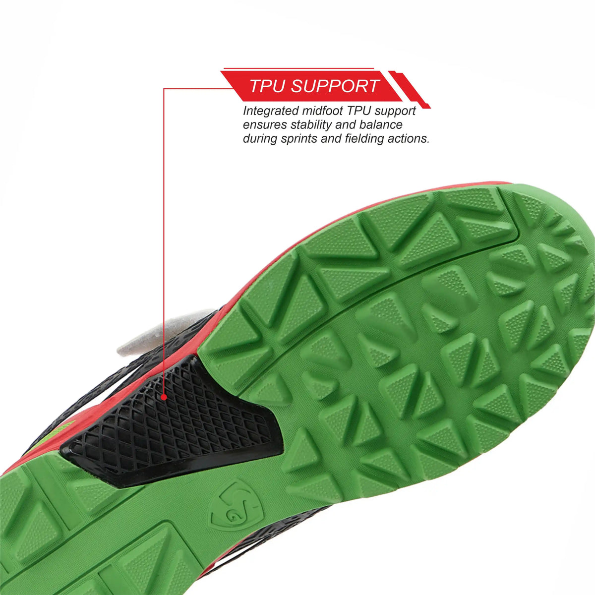 SG - Century Pace White/Red/Lime Green Cricket Shoes