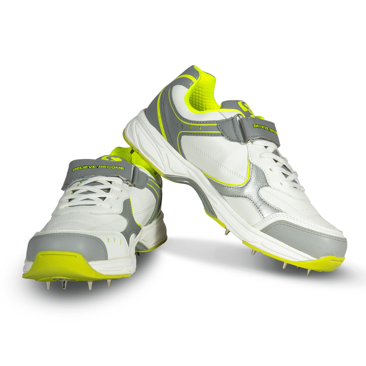 SG - Armour Spike White/Grey/Lime Cricket Shoes