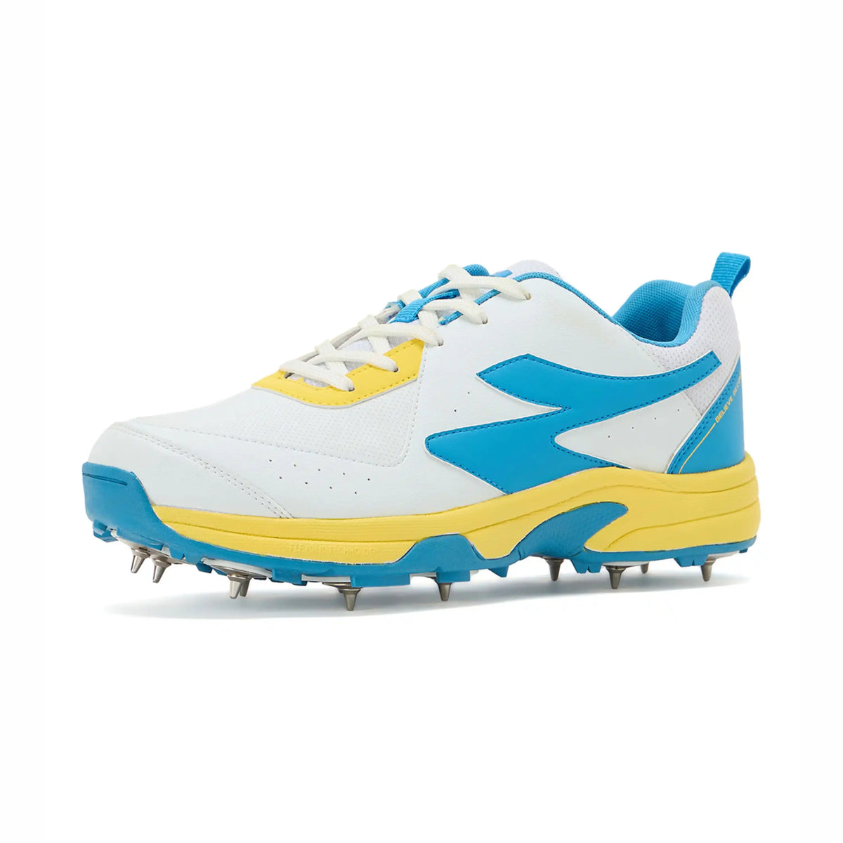 SG - Savage Max Spikes White/Yellow/Sky Blue Cricket Shoes