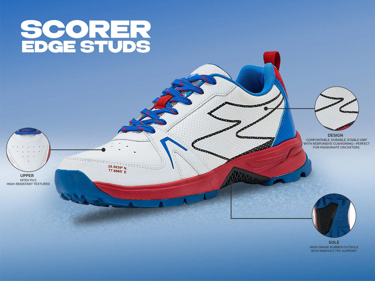 SG - Scorer Edge White/Red Cricket Shoes
