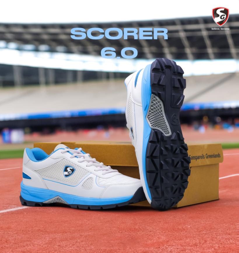 SG - Scorer 6.0 White/Aqua/Black Cricket Shoes
