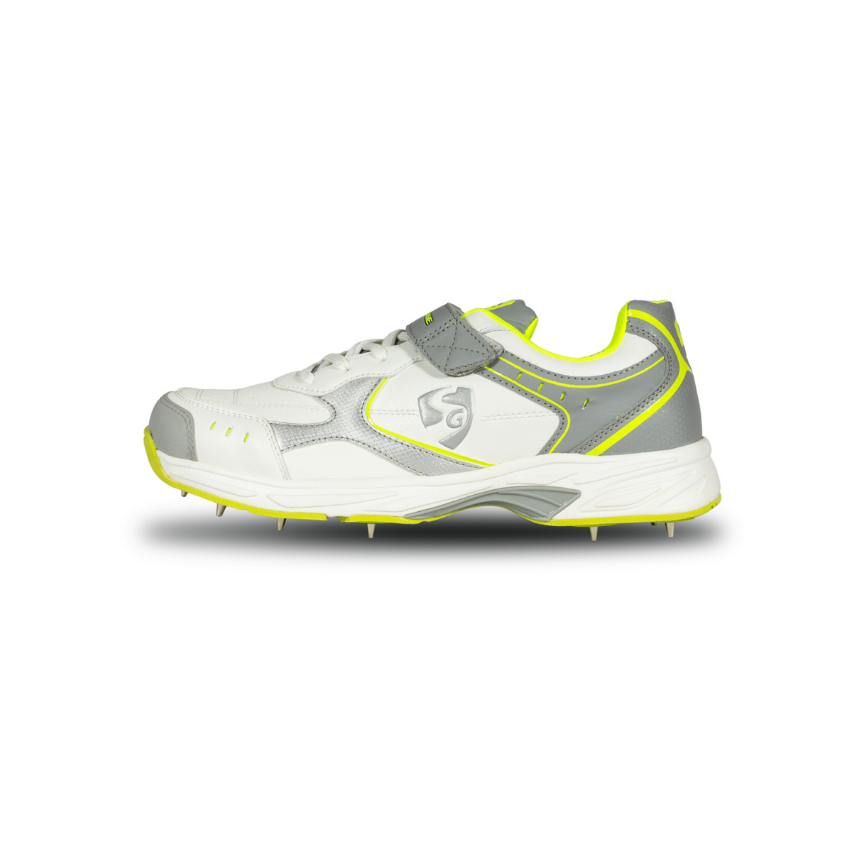 SG - Armour Spike White/Grey/Lime Cricket Shoes