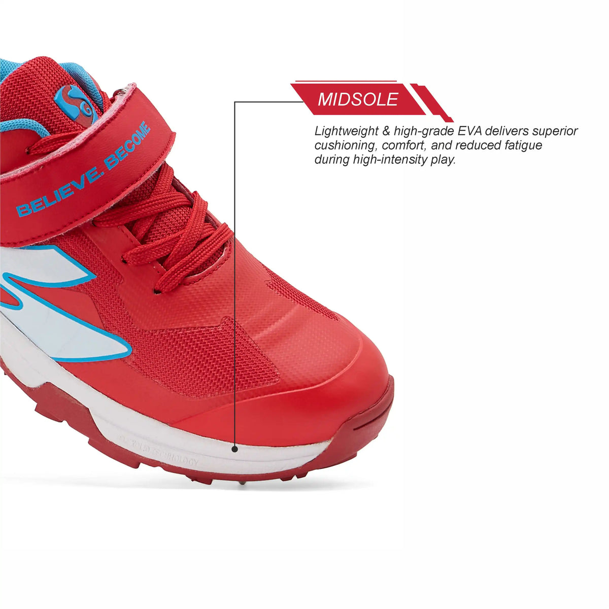 SG - Vortex Spikes Neon Red Cricket Shoes