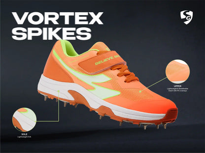 SG - Vortex Spikes Bright Orange Cricket Shoes