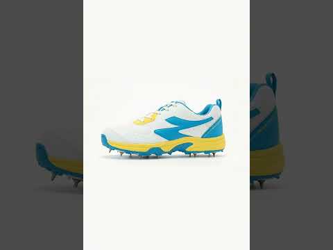SG - Savage Max Spikes White/Yellow/Sky Blue Cricket Shoes