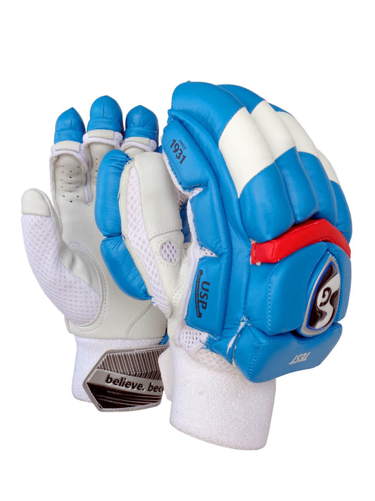 SG - DC Test Blue/White Cricket Batting Gloves Mens Size