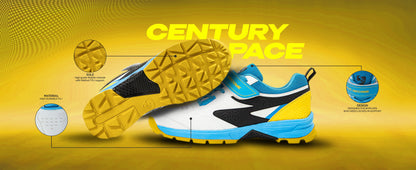 SG - Century Pace White/Blue/Yellow Cricket Shoes